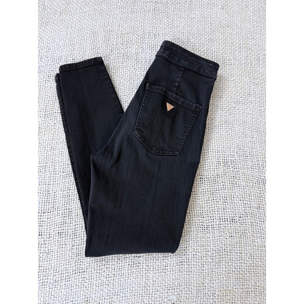 GUESS Los Angeles Womens High Rise Skinny Jeans Black Denim Size 26 Inseam 26